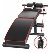 Foldable Adjustable Weight Bench Sit Up Bench Trainer w/ Pulling Rope Spring Booster,Ab Bench Home Exercise Fitness Workout