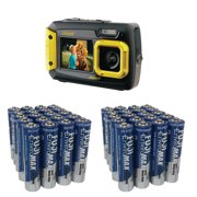 Coleman Yellow Duo2 Dual-Screen Waterproof Digital Camera with 20 Megapixels and Fiji AAA 40 PK