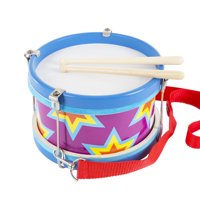 Childrens Toy Snare Marching Drum, Double-Sided with Adjustable Neck Strap and Two Wood Drum Sticks by Hey! Play!