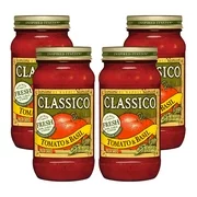 (4 Pack) Classico Tomato and Basil Pasta Sauce, 24 oz Jar