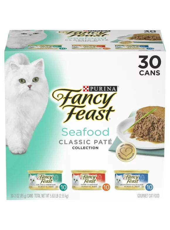 Fancy Feast Pate Wet Cat Food Variety Pack, 3 oz Cans (30 Pack)