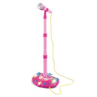 Kids Karaoke toy Adjustable Stand Music Microphone Toy with Light Effect - Pink
