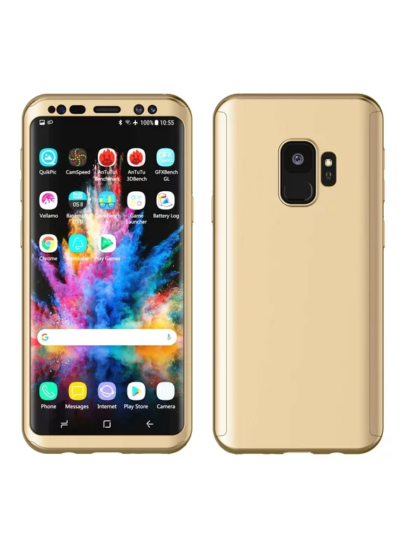 Njjex Case For 5.8" Galaxy S9 / 6.2" Galaxy S9 Plus, Njjex （Gold）Ultra Thin Full Body Coverage Protection Scratch Proof Hard Hybrid Plastic Case Cover Shell For 2018 Samsung SM-G960 / SM-G965