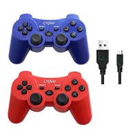 crifeir 2 pack wireless controller for playstation 3 ps3 with charger cablered and blue