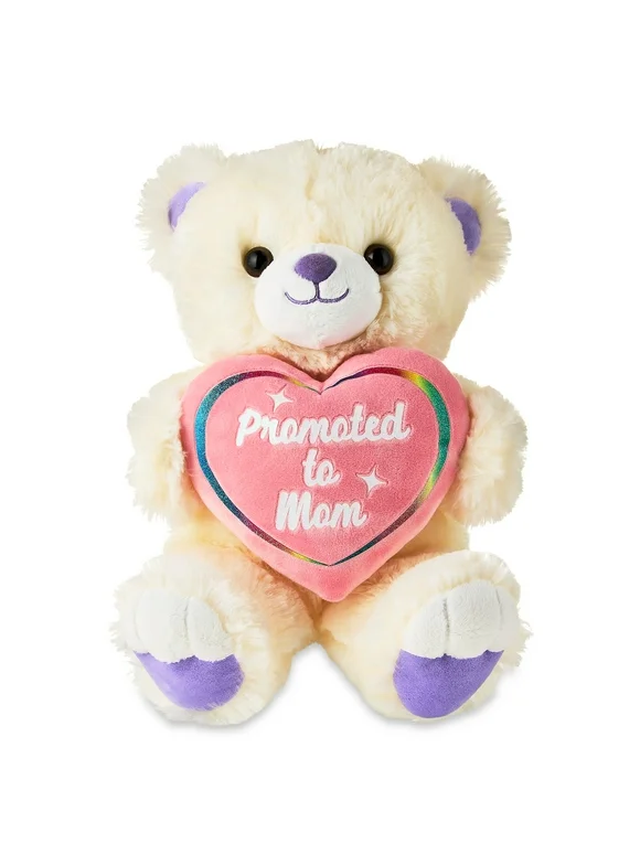 Way to Celebrate Mothers Day 13 inch Plush Cream Bear, Promoted to Mom