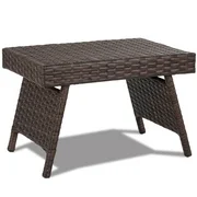 Outdoor Wicker Table Patio Rattan Coffee Table Side Table Steel Frame