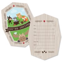 Woodland Creatures - Shaped Fill-In Invitations - Baby Shower or Birthday Party Invitation Cards with Envelopes - 12 Ct