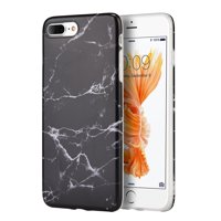iPhone 7 Plus 5.5 Inch Case Marble IMD Slim Fit Anti Scratch Shock Proof Anti Finger Print Flexible Soft TPU Protective Case - Black