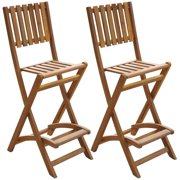 2pcs Foldable Outdoor Wood Bar Stool Folding Home Indoor Patio Furniture Wooden Chair