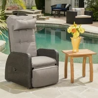 Noble House Carolyn Outdoor Wicker Recliner with Cushion - Brown