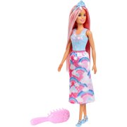 Barbie Dreamtopia Princess Doll with Long Pink Hair & Hairbrush