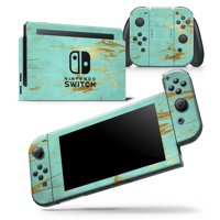 Mint Marble & Digital Gold Foil V2 - Skin Wrap Decal Compatible with the Nintendo Switch JoyCons Only