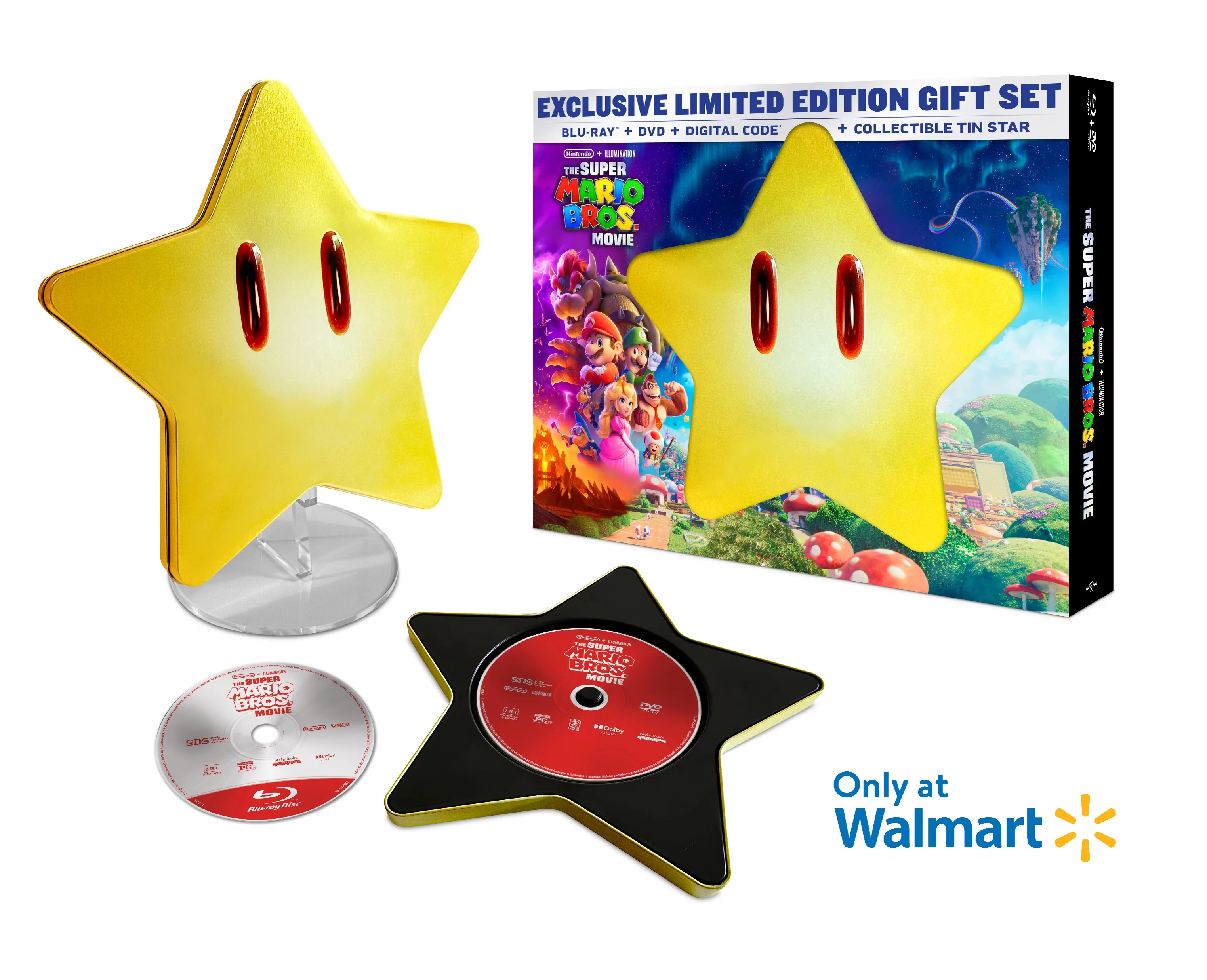 The Super Mario Bros. Movie Limited Edition Giftset with Collectible Tin Star (Walmart Exclusive) (Blu-ray + DVD + Digital Copy)