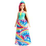 Barbie Dreamtopia Princess Doll, 12-Inch, Curvy, Blonde With Pink Hairstreak