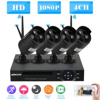 KKmoon 4CH 1080P HD WiFi NVR Kit with 4pcs 1.0MP Wireless WiFi Waterproof Outdoor Bullet IP Camera for CCTV Security Surveillance System