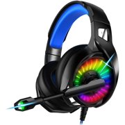 Gaming Headset with Mic for Laptop Xbox One PS4 PS5 PC Switch Tablet Smartphone, Gaming Headphones Stereo Over Ear Bass, 3.5mm Jack, Noise Cancelling Over-Ear Headset with Mic, Soft Memory Earmuffs