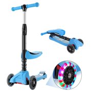 Kick Scooter 3-in-1 Kids Children Toddlers Scooter Adjustable Height, Folding Seat with Extra-Wide with 3 LED Wheels for 2~8 Years old Onli