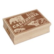 California Golden State Grizzly Bear Poppy Redwoods United States Rectangle Rubber Stamp Stamping Scrapbooking Crafting - Small 1.7in