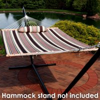 Sunnydaze 2 Person Freestanding Quilted Fabric Spreader Bar Hammock with 12-Foot Stand-Includes Detachable Pillow, 350 Pound Capacity, Midnight Jungle
