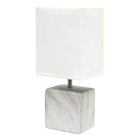Simple Designs Petite Marbled Ceramic Table Lamp with Fabric Shade