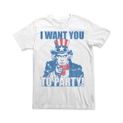 Fruit of the Loom Mens Big & Tall I Want You To Party Graphic T-Shirt White S