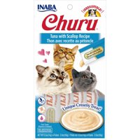 Inaba Churu Grain-Free Cat Treat, Tuna with Scallop Puree, 4 Tubes