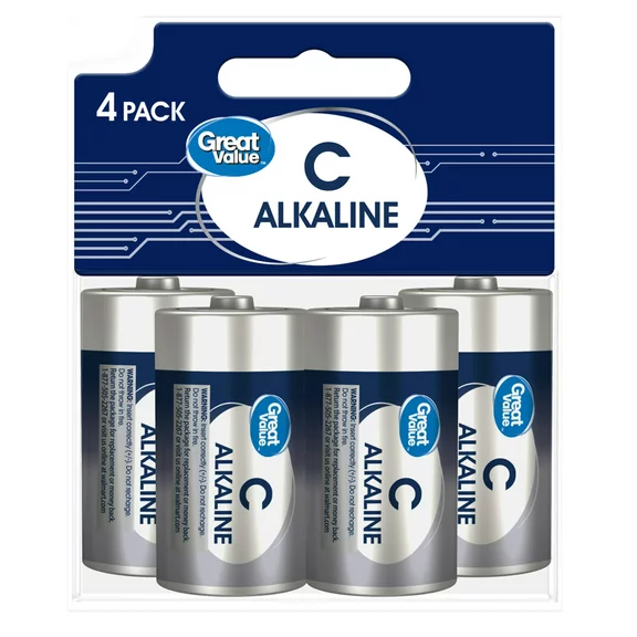 Great Value Alkaline C Batteries (4 Pack)