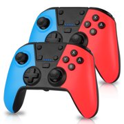 Wireless Pro Controller, EEEkit 2 Pack Switch Pro Controller Remote Gamepad with Double Vibration & Turbo Function Compatible for Nintendo Switch Console/Nintendo Switch Lite 2019 Console (Blue+Red)