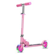 Kick Scooter for Kids, 2-wheel Scooter for Boys and Girls, 4 Adjustable Height Foldable Scooter Toddler Scooter with LED Light