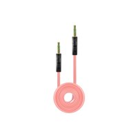 Tangle Free Flat Wire Car Audio Stereo Auxiliary Aux Cord Cable Adapter for LG Enlighten VS700 Optimus Slider LS700 VM701 / Q L55C / Zip (Virgin Mobile, Verizon, Net 10, Straighttalk) - Light Pink