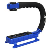 Opteka X-GRIP Professional Camera / Camcorder Action Stabilizing Handle with Accessory Shoe for Flash, Mic, or Video Light (Blue)