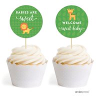 Jungle Safari Baby Shower Cupcake Topper DIY Party Favors Kit, 20-Pack