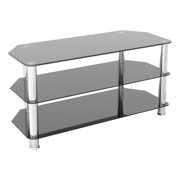 AVF Group Classic Corner Glass TV Stand for Up to 50" Screen Size, Black/Silver