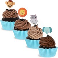 200-Pack Jungle Safari Zoo Animal Cupcake Decorations Party Topper Picks, 1 X 3 inches