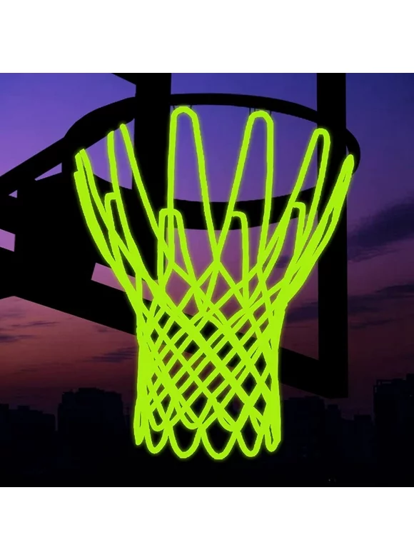 Nightlight Basketball Net Luminous Outdoor Portable Sun Powered Sports Nylon Heavy Duty Glow in The Dark Basketball Net Replacement