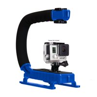 Opteka X-GRIP Professional Action Stabilizing Handle Specifically Made for GoPro HD Hero5, Hero4, Hero3 and Session with Accessory Shoe for Flash, Mic, or Video Light (Blue)
