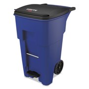 Rubbermaid Commercial Brute Step-On Rollouts, Square, 65 gal, Blue