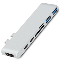 USB C Hub, 7-in-1 USB Type C Hub Adapter with 4K HDMI, 2 USB 3.0, USB-C & USB-A 3.0 Data Transfer, SD & MicroSD Memory Card Slot SILVER