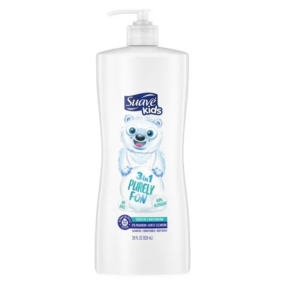 Suave Kids 3-in-1 Shampoo Conditioner & Body Wash, Purely Fun, 28 oz