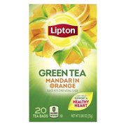 Lipton Green Tea Bags Flavored with Other Natural Flavors Mandarin Orange Can Help Support a Healthy Heart 1.13 oz 20 Count
