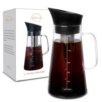 Lighten Life Cold Brew Coffee Maker, Iced Coffee Pitcher with Airtight Seal, Stainless Steel Removable Filter, 33.8oz/1L