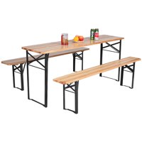 Costway Folding Wooden Picnic Table, 6 Foot Table Bench Set