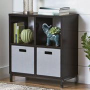 (Set of 2) Better Homes and Gardens Square 4-Cube Storage Organizer with Metal Base, Multiple Finishes