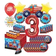 Fire Engine Truck Party Supplies 8 Guest Decoration Kit and Rescue 3rd Birthday Balloon Bouquet
