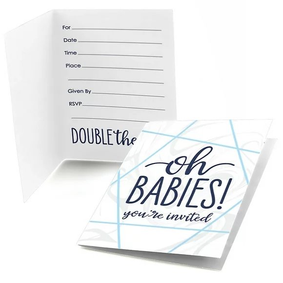 It's Twin Boys - Fill In Blue Twins Baby Shower Invitations (8 count)