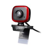 HXSJ A849 USB Camera 480P Computer Camera Manual Focus Webcam with Sound-absorbing Microphone for PC Laptop Black+Red