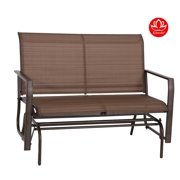 Kozyard Cozy Two Rocking Love Seats Glider Swing Bench/Rocker For Patio, Yard with Textilence Seats and Sturdy Frame (Tan)