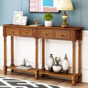 Buffet Cabinet Sideboard Console Table for Entryway, Storage Cabinet with 2 Drawers, Bottom Shelf, Home Furniture Console Table, Upgrade Solid Wood Frame & Legs, 58"x11"x 34", Antique Walnut, Q7171