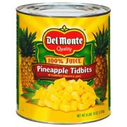 6 PACKS : Del Monte Pineapple Tidbits - 106 oz. can