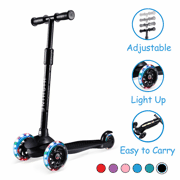 Kick Scooter for Kids Toddlers Girls Boys, Adjustable Height, Learn to Steer Extra-Wide PU Light Up Wheels for Children from 2 to 5 Year-Old